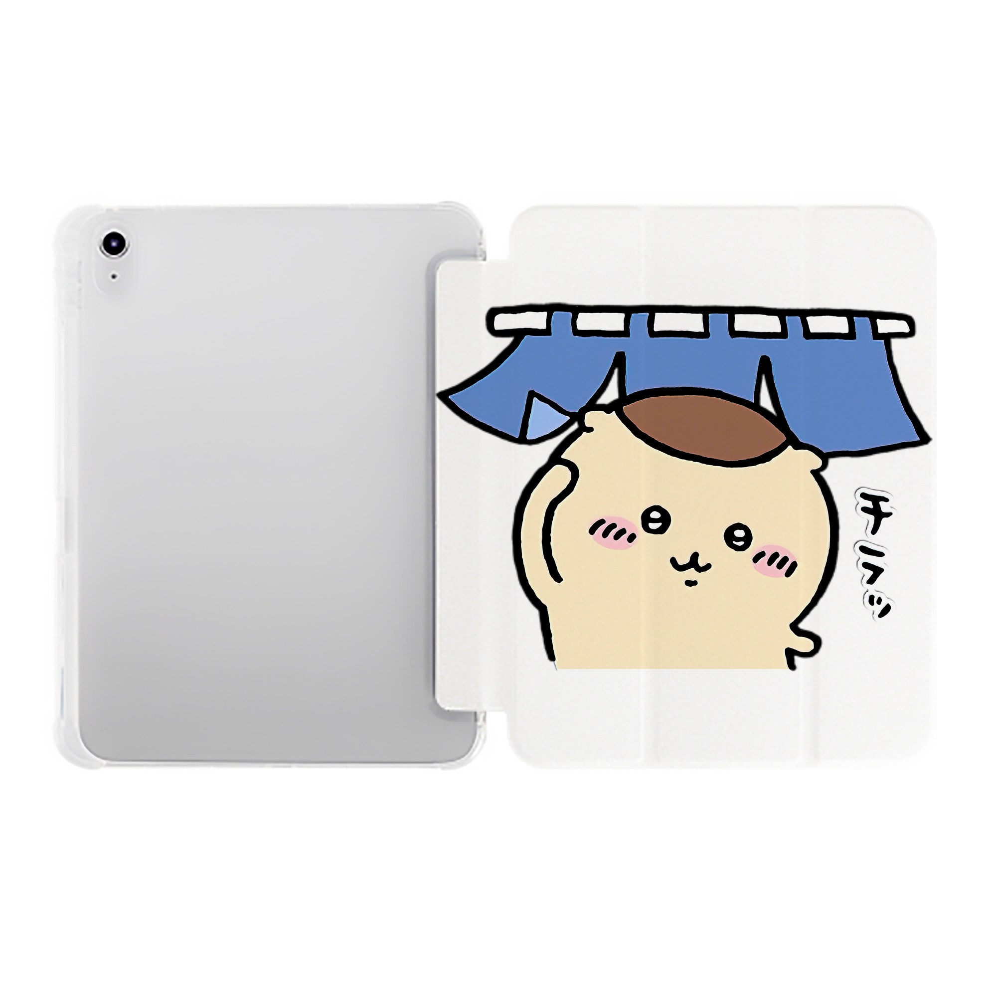 （画像用） ちいかわ くりまんじゅう Chii-kawa kuri manjū IPad ケース ペン収納付き 三つ折りスタンド PUレザー×シリコン 対応機種9.5/10.5/10.9インチ